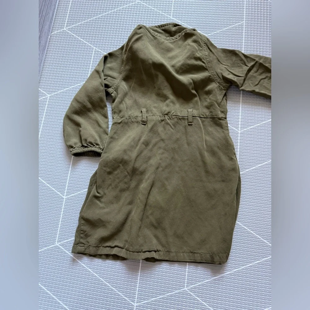 Old Navy|Baby girl/toddler Olive Green Utility button down Dress with Belt•••3T